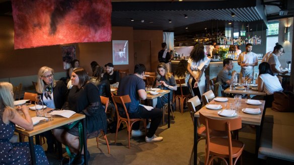 The dark and moody interior is reminiscent of Caffe e Cucina, Maurice Terzini's first Melbourne restaurant.
