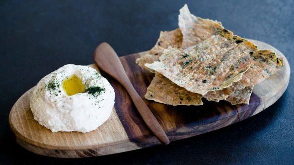 Taramasalata with crisp wakame crackers.