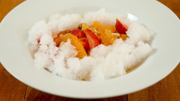 'Summer on a plate' dessert with gin and tonic granita.