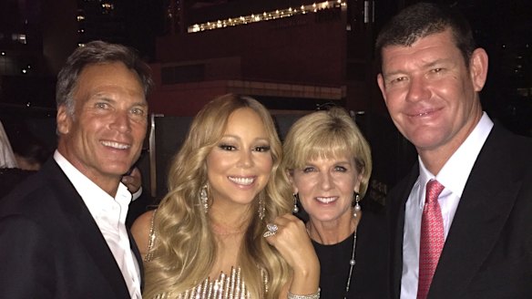 David Panton, Mariah Carey, Julie Bishop and James Packer at Crown Casino in Melbourne.