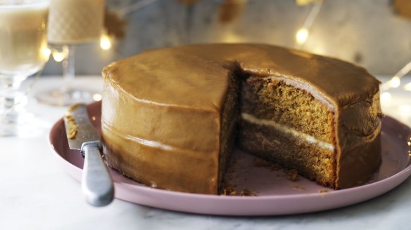 Irish coffee cake sandwiched with Bailey's cream mascarpone.