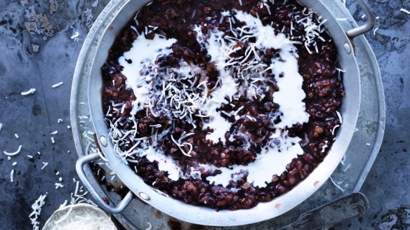 This sticky rice pudding doesn't require much stirring action.