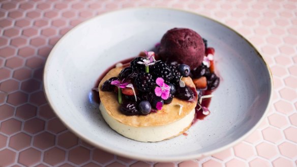 Sweet ending: Galaktoboureko mastic custard and wild berry sorbet.