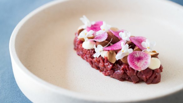 Go-to dish: Kangaroo tartare, watermelon radish, parsnip and espelette pepper.