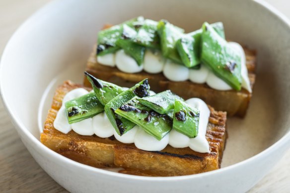 Go-to dish: Pommes Anna with romano beans and Main Ridge Dairy chevre.