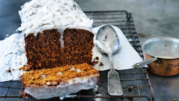 Dan Lepard's sticky, boozy coconut rum cake.