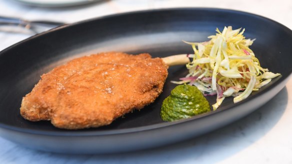 Go-to dish: Pork cotoletta with fennel coleslaw.