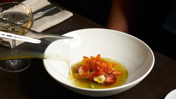 Heirloom tomato consomme.