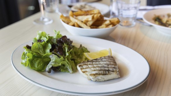Pair the fish of the day with a bargain from the one-price-fits-all wine list.