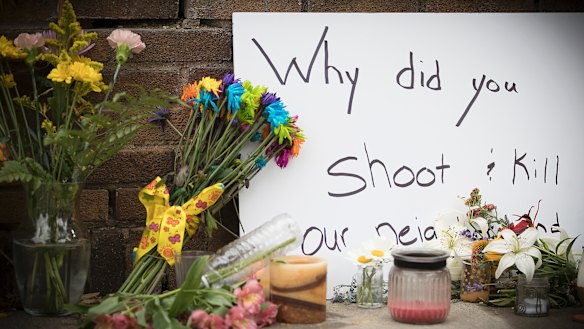 A makeshift memorial at the scene of the shooting in Minneapolis.