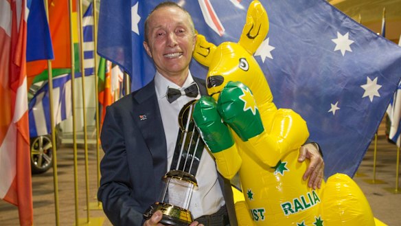 'Shopkins King': Manny Stul celebrates his win at the EY World Entrepreneur awards ceremony in Monaco.