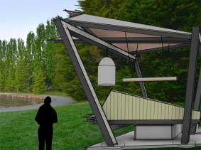 The design for the Canberra Peace Bell and pavilion which will be erected at the Canberra Nara Peace Park