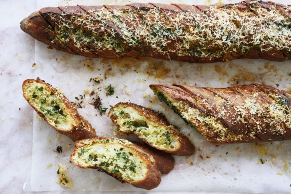 DIY garlic bread with parsley and parmesan.