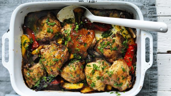 Keep your cooking simple: Adam Liaw's chicken and peppers.