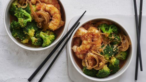 Swap garlic prawns for ginger prawns.