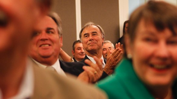 Member for Bennelong John Alexander in a Liberal Party meeting at Parliament House in Canberra.