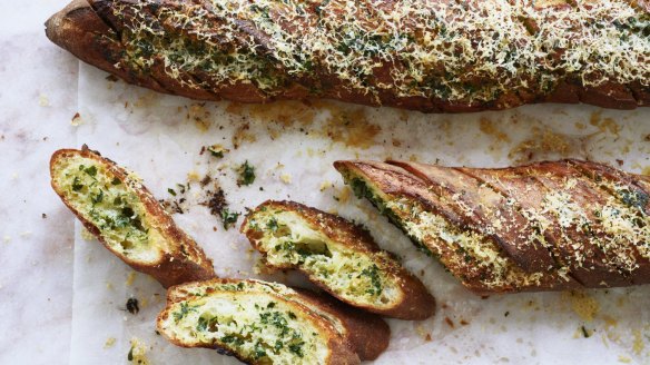 DIY garlic bread with parsley and parmesan.