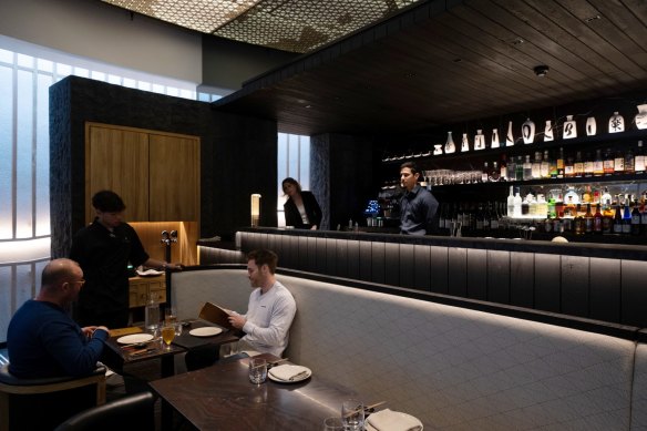 Kazan's interior mimics a traditional Japanese Noh theatre and is tucked away at 25 Martin Place (the old MLC Centre).