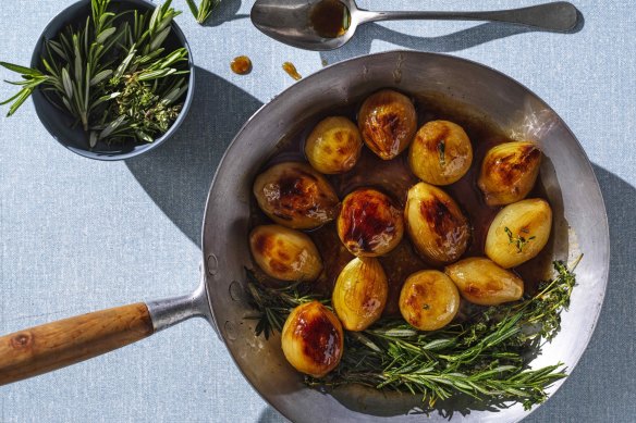 Golden syrup braised onions.