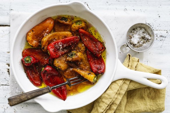 Roasted capsicums with red wine vinegar.