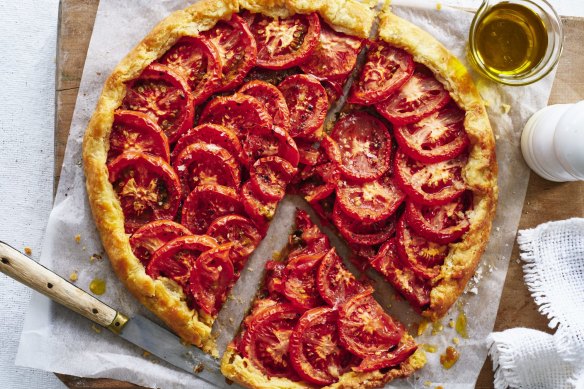 Tomato and olive tapenade tart.