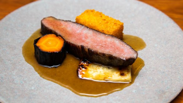Ranger's Valley wagyu rib cap with wagyu-fat hash brown and salt-baked celeriac.