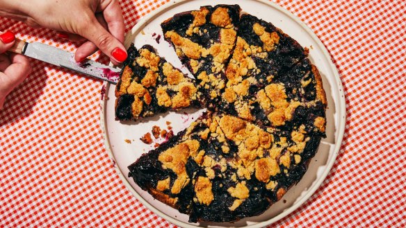 Part tart and part crumble: Blueberry polenta shortbread tart.