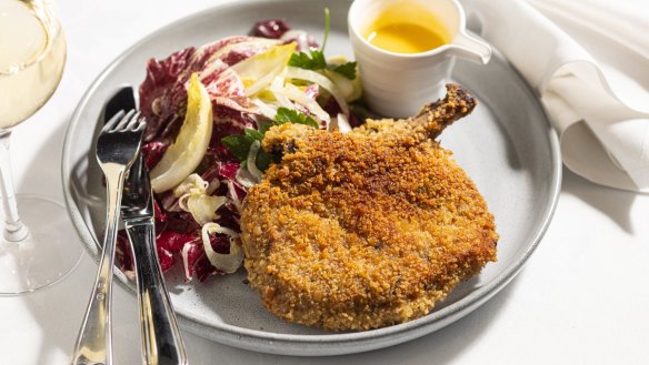 Veal cutlet with radicchio salad.