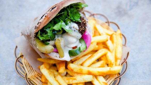 The original pita and fries at Jimmy's Falafel.