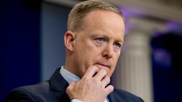 White House press secretary Sean Spicer speaking to the media. 