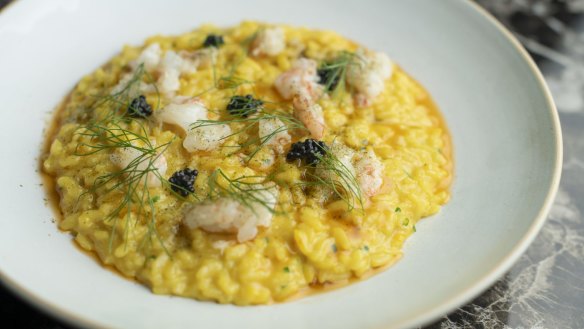 Go-to dish: Scampi risotto, avruga, lemon myrtle.