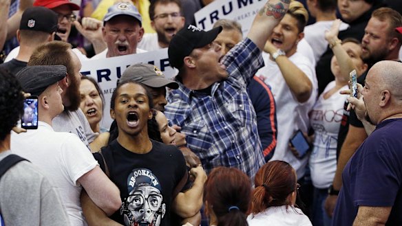 Protester punched and kicked at Donald Trump rally