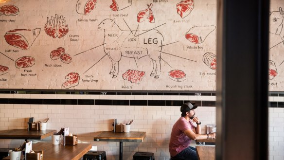 Cuts of meat shown on the walls of Macelleria.