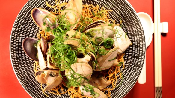 Go-to dish: Pipis with ginger and shallot and noodles.