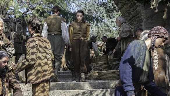 Arya strolling Braavos' ultimately menacing streets 