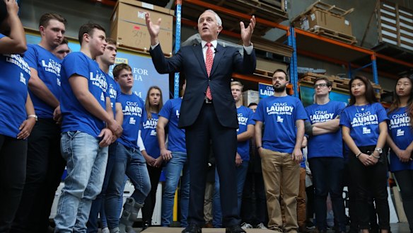 Prime Minister Malcolm Turnbull during a visit to Robotic Automation in Newington, Sydney.