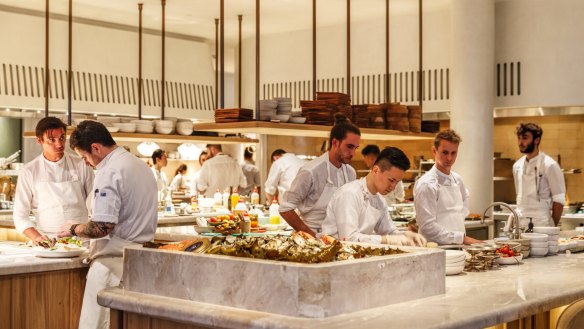 Mimi's has a squadron of marble-topped kitchen benches.