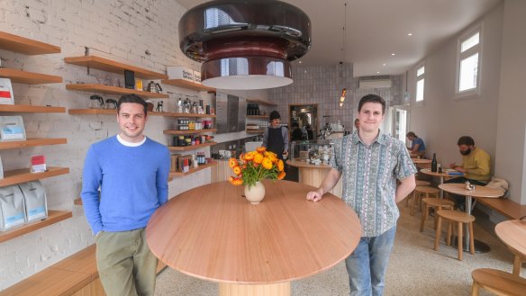 Standing Room owners Thomas Kelly and Jordan Taylor in their IF Architecture-designed cafe.