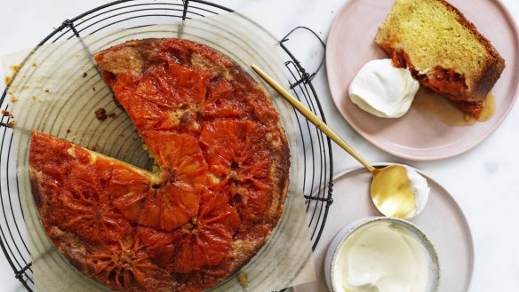 Grapefruit upside-down cake