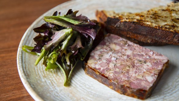 Pork terrine with grilled sourdough. 