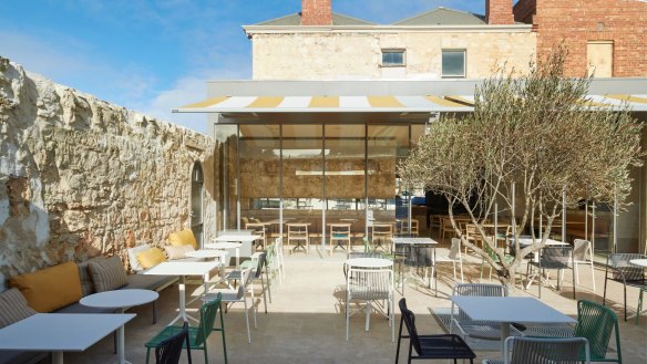 The sun-drenched courtyard seats 70 diners.