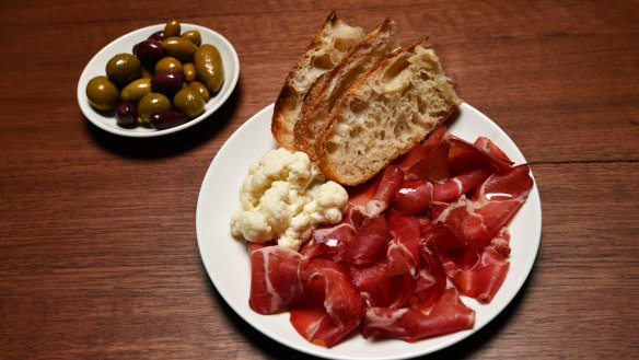 Antipasti featuring gabagool.