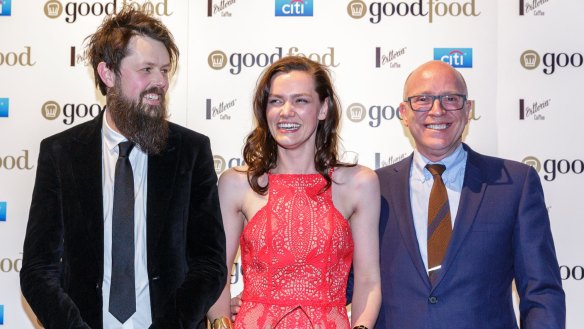 From left: Aaron Turner, Joanna Smith and Drew Hamilton, the team from the Santa Vittoria Regional Restaurant of the Year, Igni.