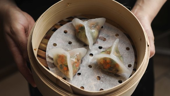 Truffle and vegie dumplings.