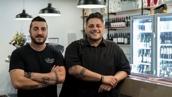 Dimitri and George Yianoulakis at their restaurant, Olive at Hawker.