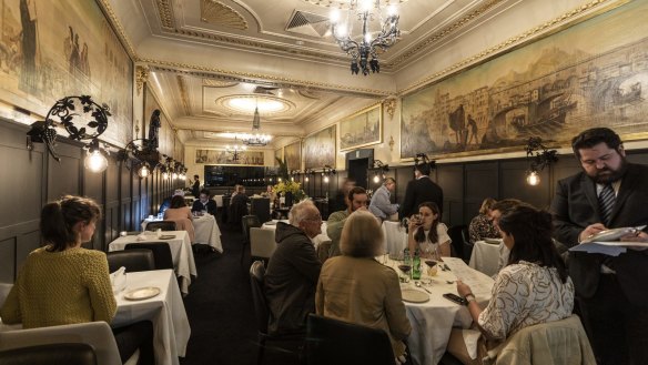 Italianate murals are a feature of Florentino's opulent dining room.