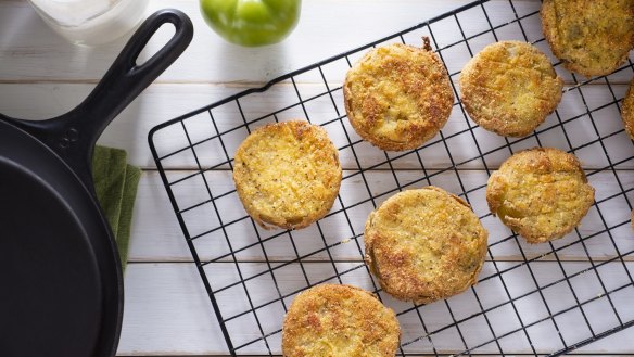 Use up your abundance of green tomatoes by frying in flour and cornmeal. 
