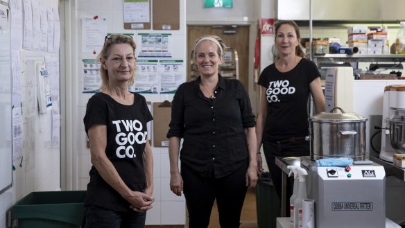 Two Good Co's Marina Greaves, head chef Jane Strode and chef Pru Basser in Eveleigh.