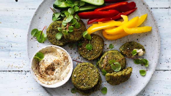 Falafel and vegies are healthy snacks to have on hand for when stress eating rears its ugly head.