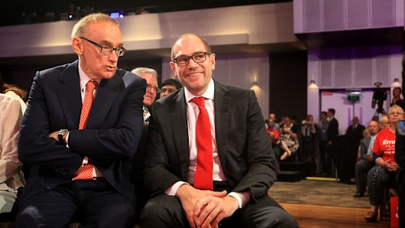 Former NSW premier Bob Carr with Jamie Clements.